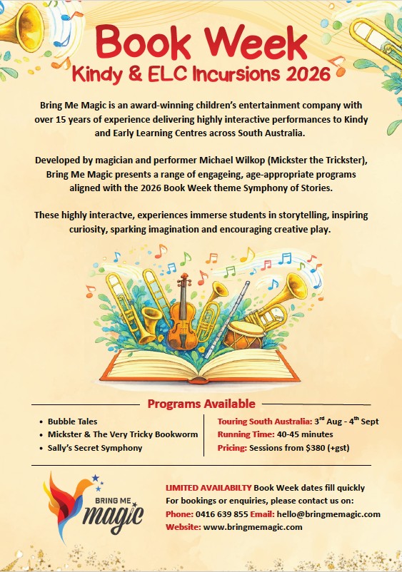 Book Week Incursions 2026 South Australia for ELC, Kindergarten Kindy and preschool
