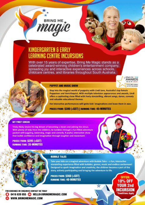 Kindy and ELC programs, performances, workshops for South Australia